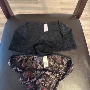Victoria's Secret Black Lace Bandeau with Floral Panty